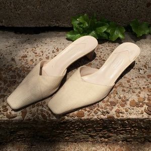 Talbots Minimal Oatmeal Low Heeled Mules